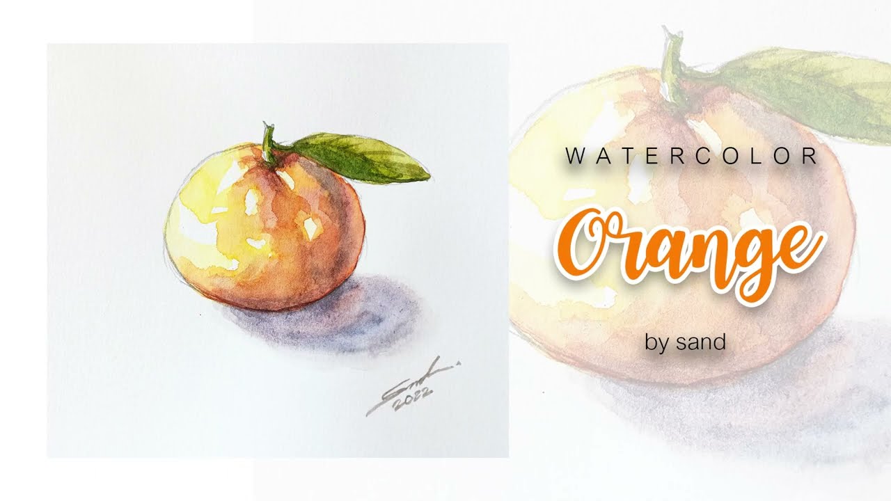 วาดภาพสีน้ำ วาดรูปส้ม Watercolor Painting Orange