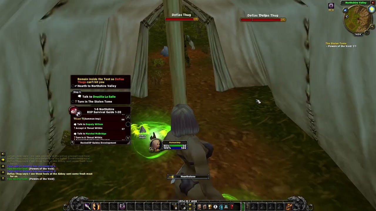 Hardcore Human Warlock Imp Quest Guide at Level 1