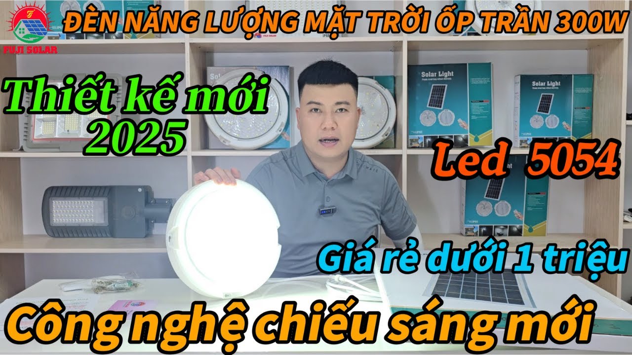 Đèn năng lượng mặt trời - Mẫu đèn Ốp trần 300W thiết kế mới công nghệ chiếu sáng 2025
