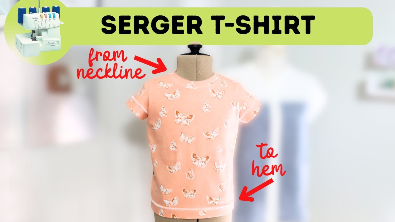 How to sew a t-shirt ENTIRELY on a SERGER? From a neat neckline to the hem!