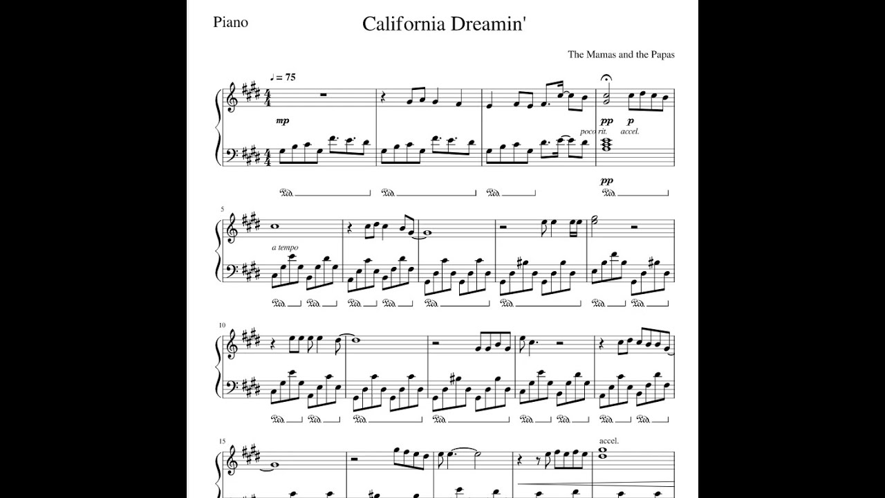 The Mamas & The Papas   California Dreamin' Sheet Music Tutorial