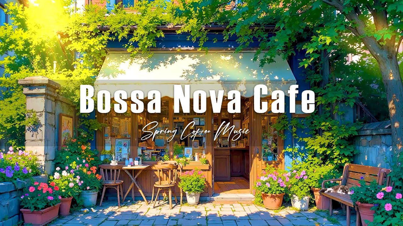 🌿 Relaxing Outdoor Cafe Music For Stress Relief | Beautiful Courtyard With Gentle Jazz To Calm Mind