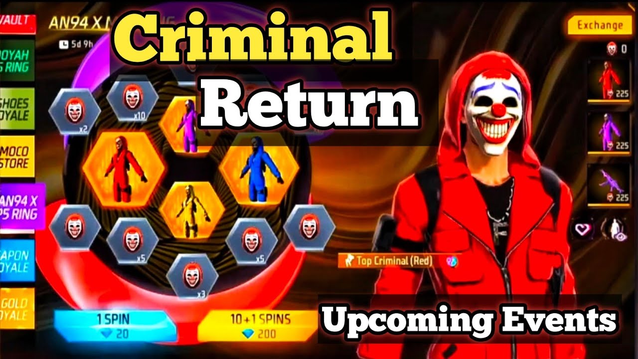 All criminal return 😉 Golden shade Bundle 🥰To night update 🥰 upcoming events 🥰#freefire#wastegmrz 