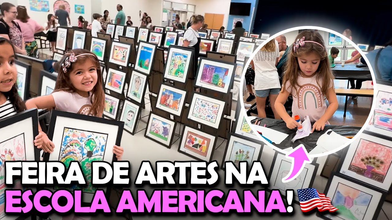 Como é a escola nos EUA! Exposição de artes na escola da Clarinha!