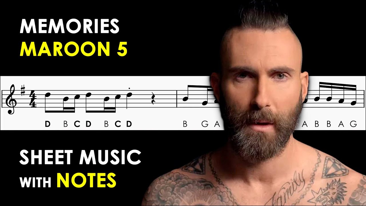 Memories - Maroon 5  | Sheet Music with Easy Notes for Recorder, Violin Beginners Tutorial
