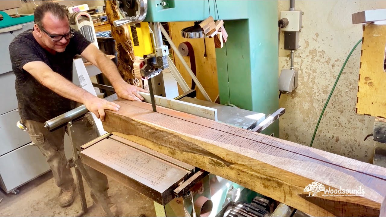 Cutting a Log of Cocobolo to make a Contrabass E Flute!! Wow!!