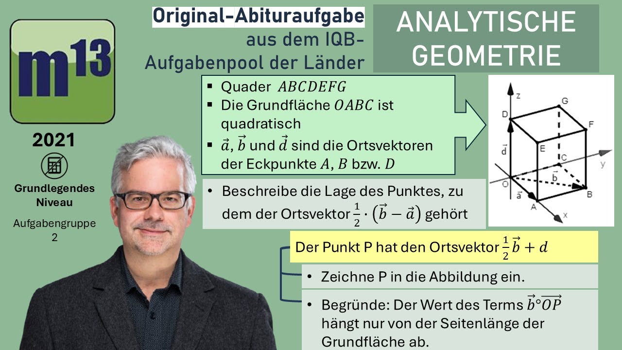 Abitur-Aufgabe: 2021 - ANALYTISCHE GEOMETRIE - OHimi - grundlegendes Niveau - Aufgabengruppe 2