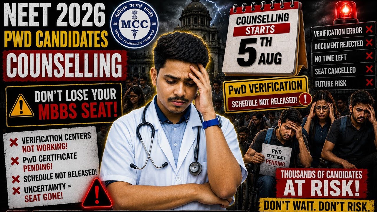 🚨 NEET 2026 PWD Counselling Starts 5 Aug | PWD Verification Missing? Don't Lose Your MBBS Seat!#pwd