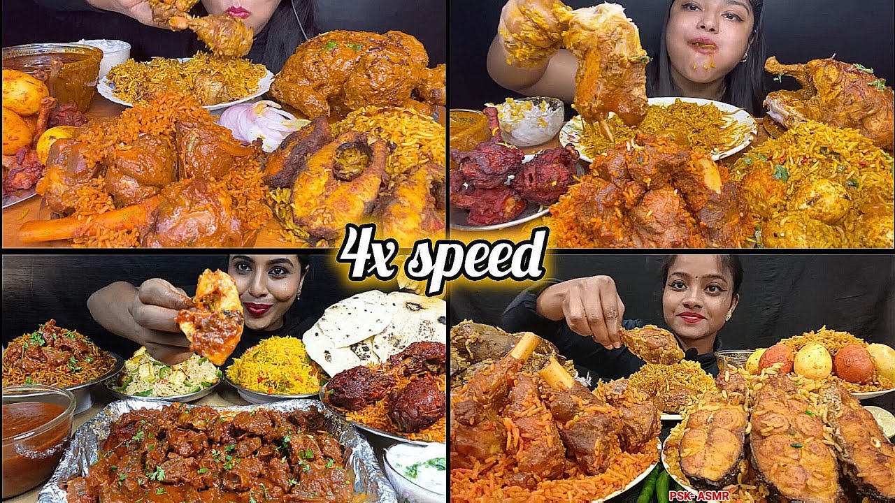 ASMR: Eating spicy chicken biryani eating challenge😋 mutton biryani egg biryani fish biryani mukbang