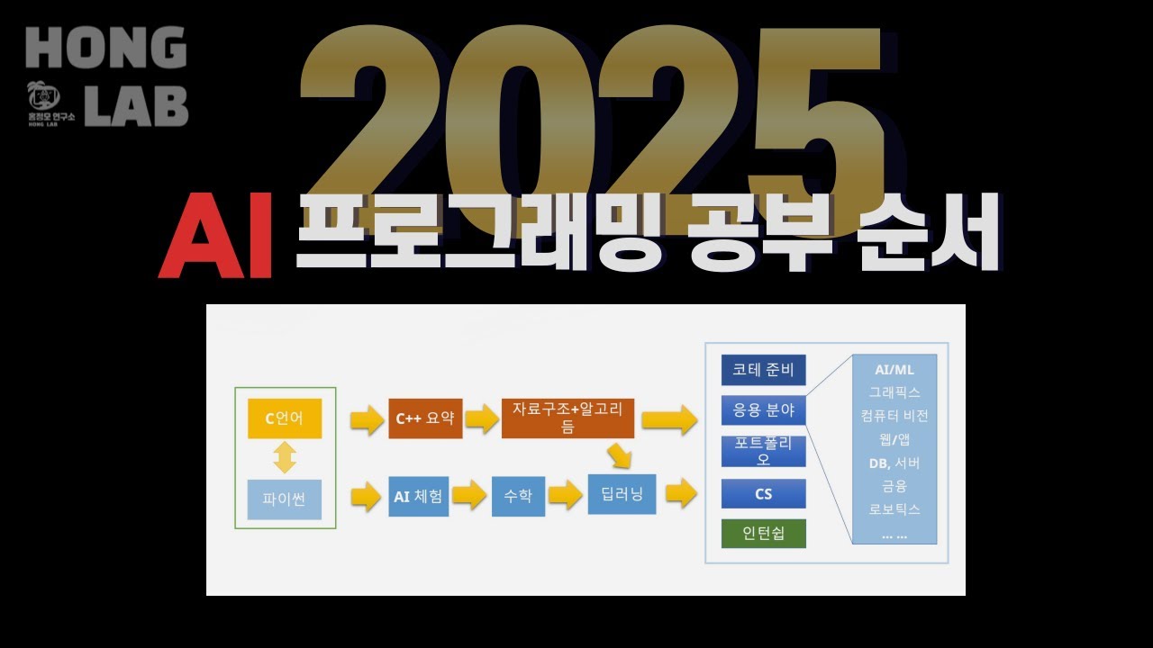 2025 AI 프로그래밍 공부 순서 | 인공지능 프로그래밍 공부 | 공부 방법 | HongLab 로드맵