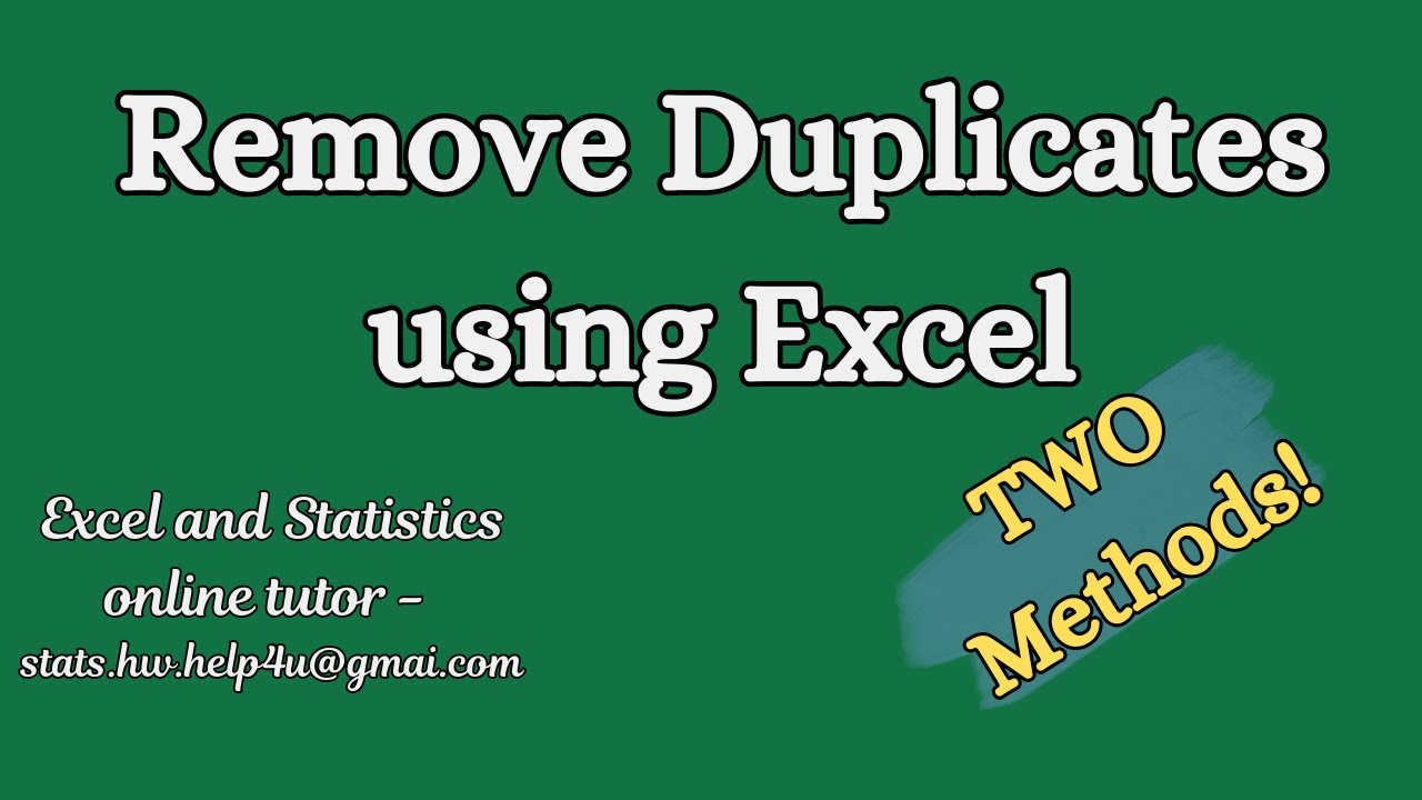 Remove Duplicate Values in Excel | Unique function Excel | Statistics and Excel Online Tutor