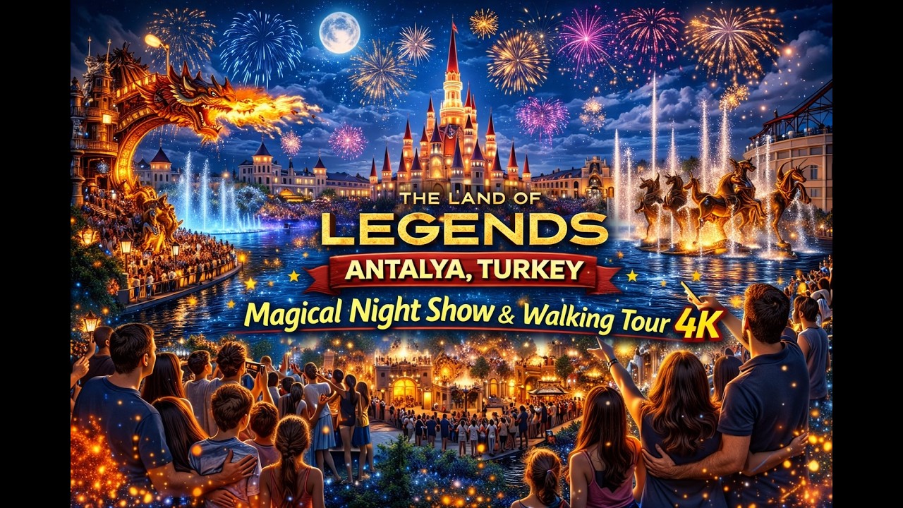 The Land of Legends 2025, Antalya Turkey, Magical Night Show, Walking Tour 4K
