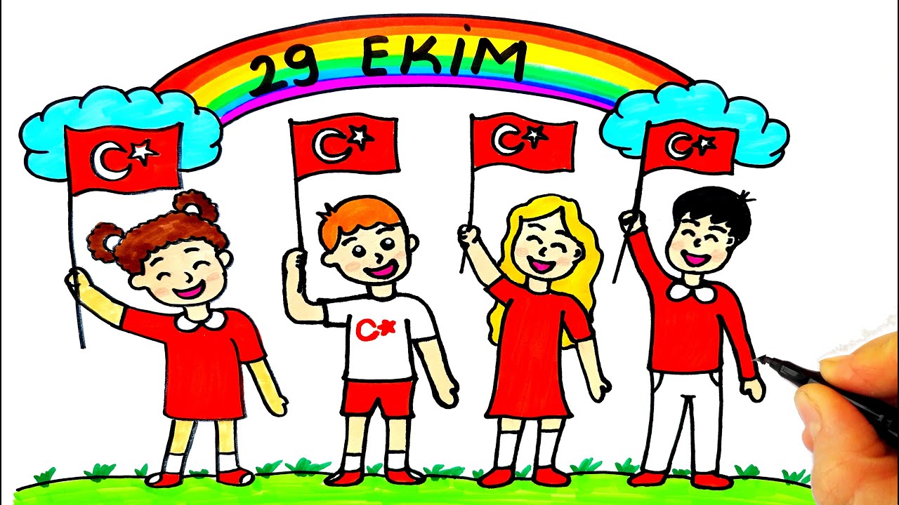 29 EKİM CUMHURİYET BAYRAMI RESMİ ÇİZİMİ - CUMHURİYET BAYRAMI RESMİ ÇİZİMİ - 29 EKİM RESİM ÇİZİMİ