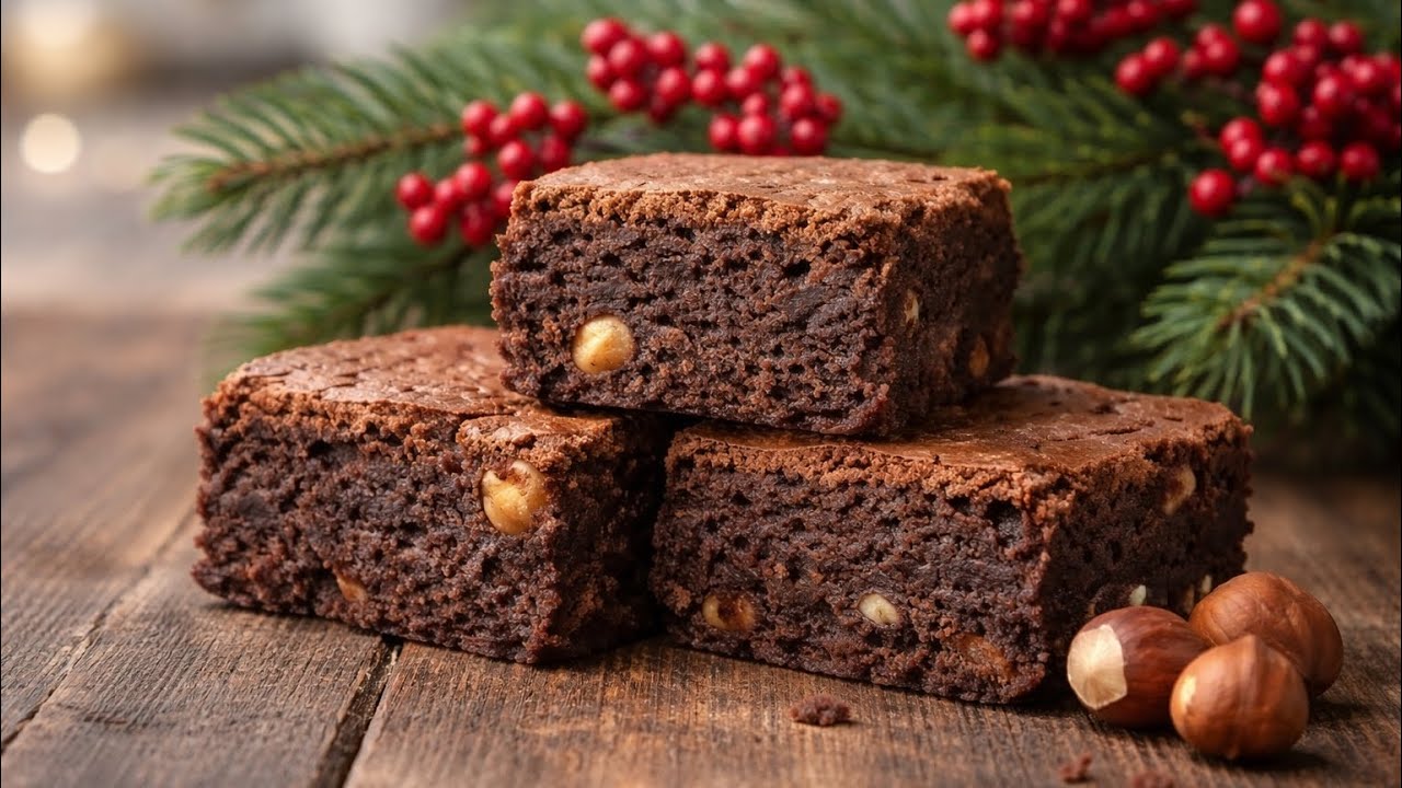 🌰 Самые праздничные брауни с фундуком 🎄🍫