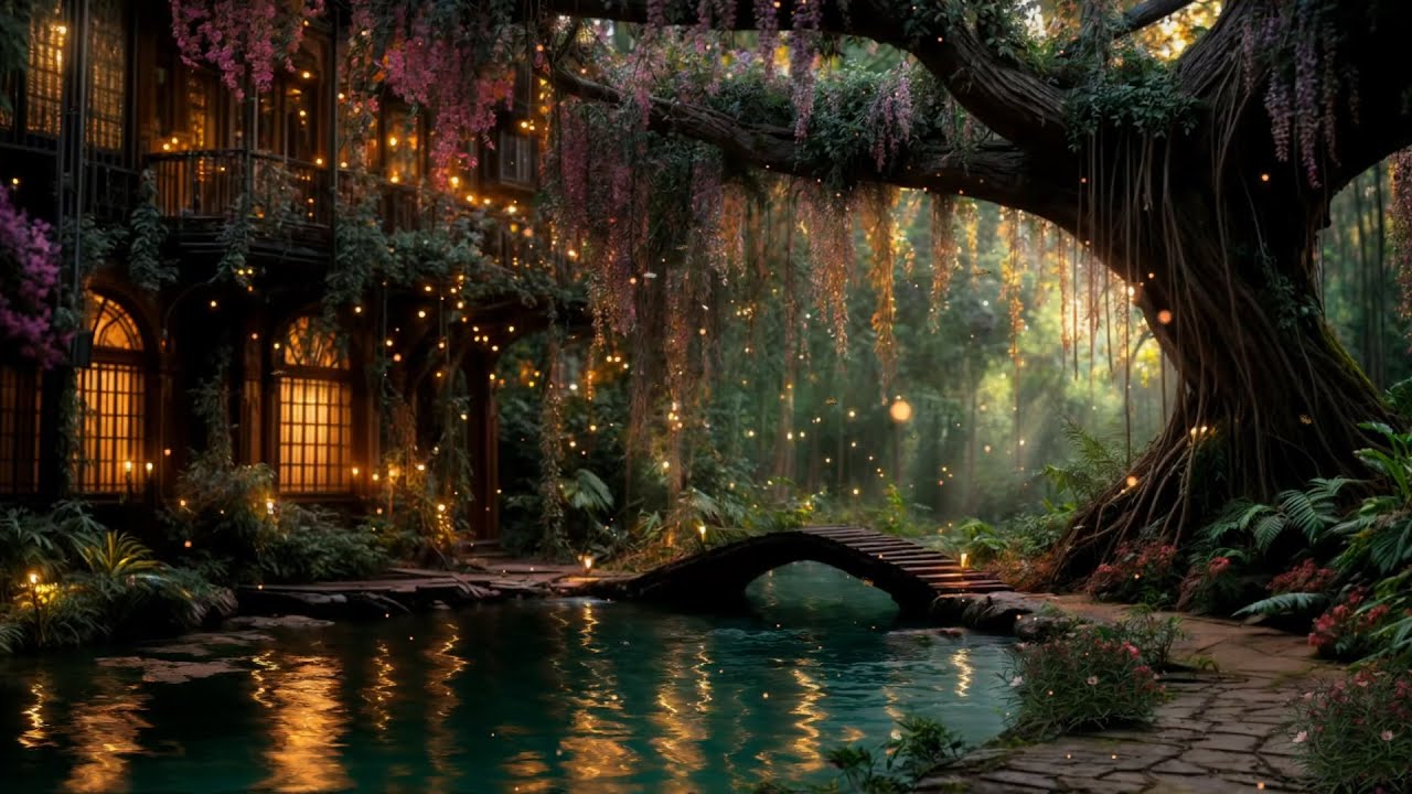 Enchanted Fairy Garden Hideaway ✨ | SOOTHING SLEEP AMBIENCE 😴Glowing Lights & Silent Forest (No Ads)