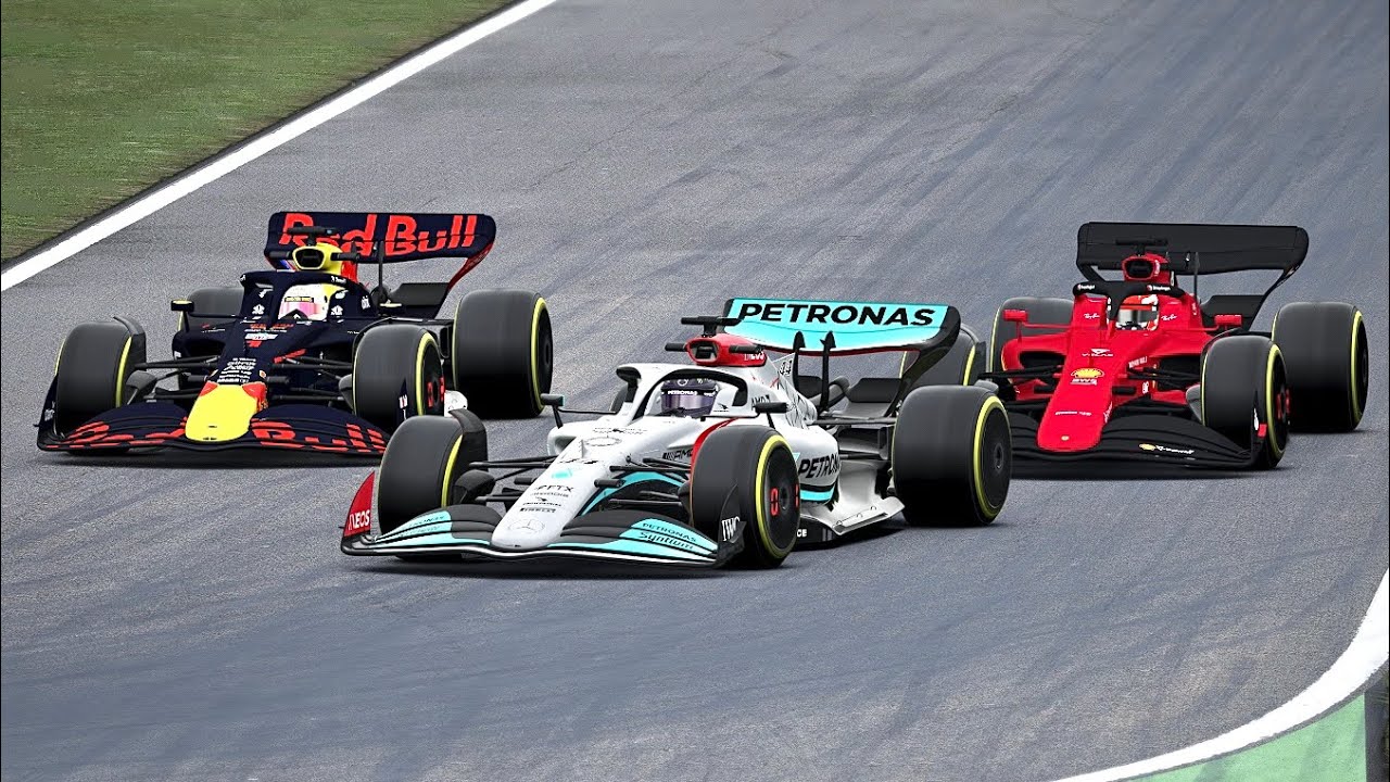 Mercedes W13 F1 2022 vs Ferrari F1-75 2022 vs Red Bull F1 RB18 2022 at Monza