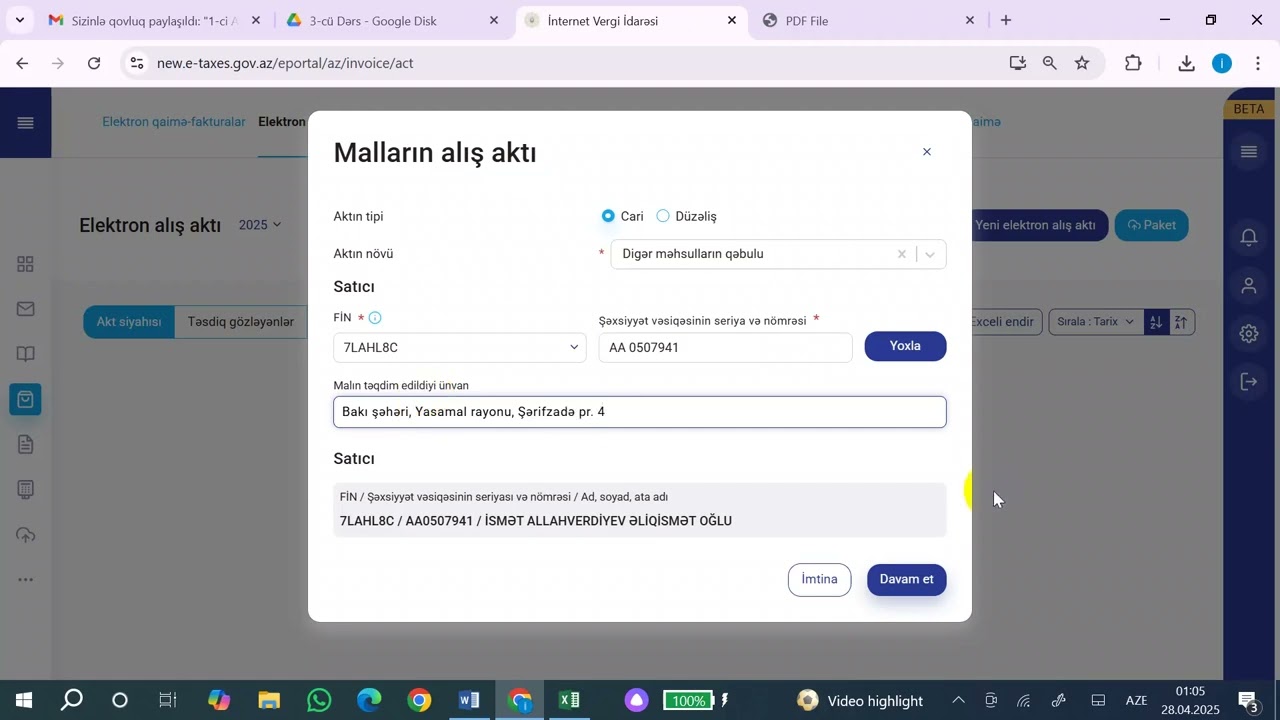 Elektron Alış Aktı Necə Daxil Edilir? | new e-taxes Portalında Addım-Addım İzah!