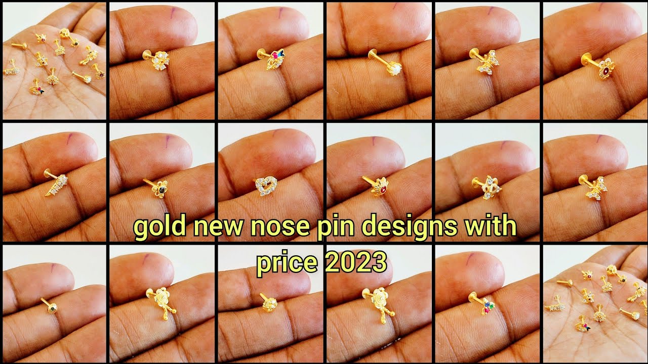 gold new nose pin designs with price/gold nose ring designs for girls with Price/nose pin collection
