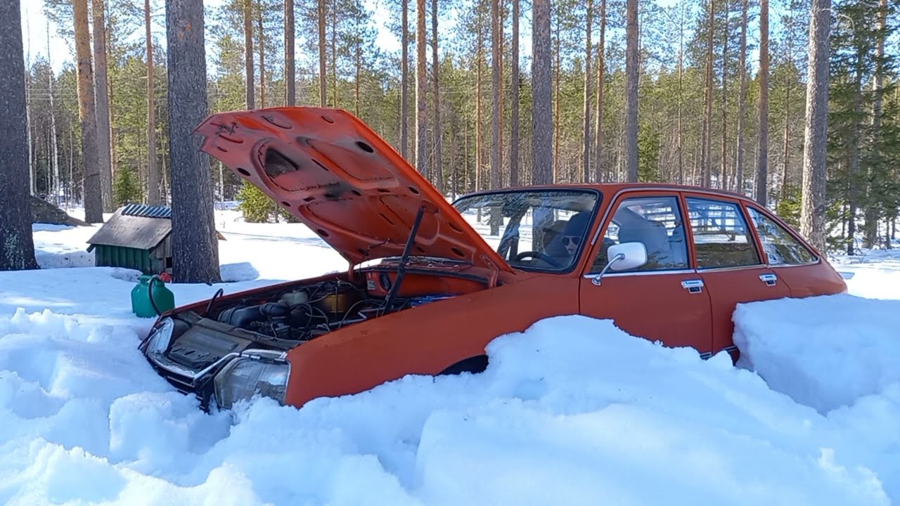 Citroen GS winter cold start above the Arctic Circle