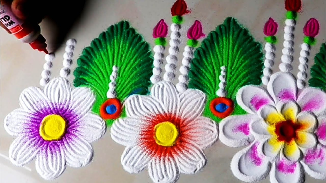 Very easy yet beautiful Border rangoli. Festival special rangoli design.