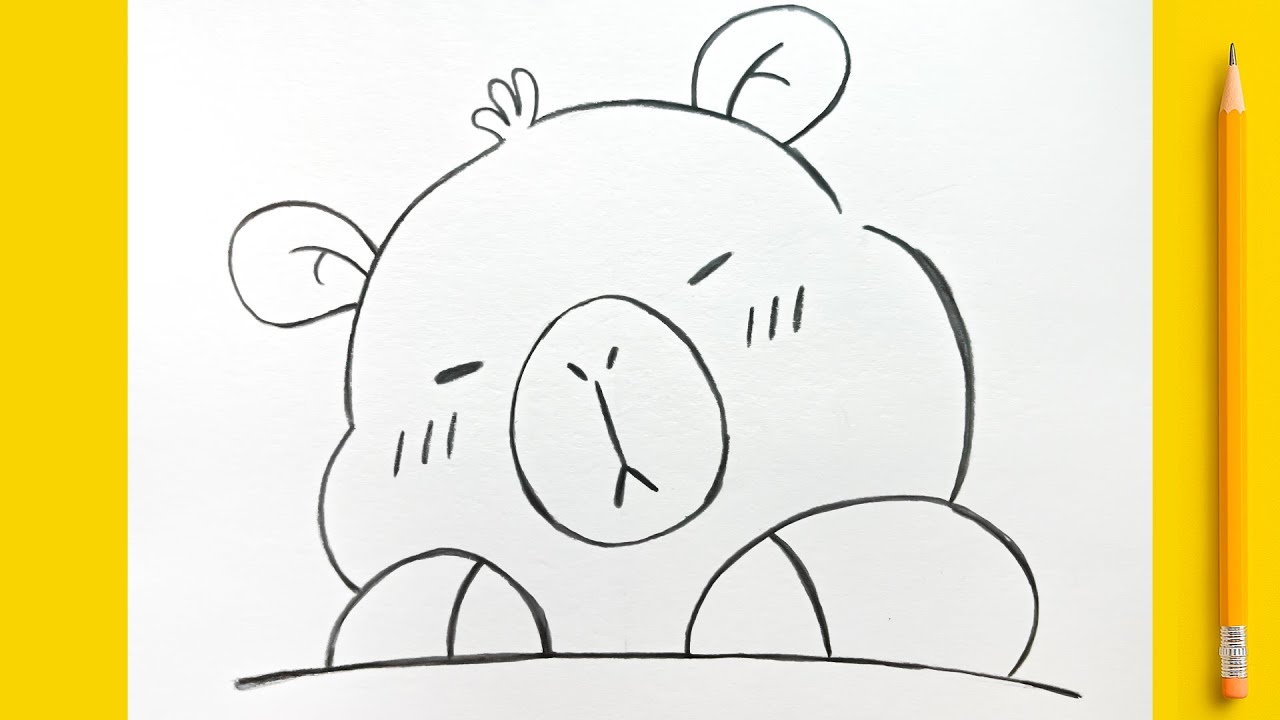 Dibujos f&aacute;ciles - C&oacute;mo dibujar un capibara paso a paso a l&aacute;piz