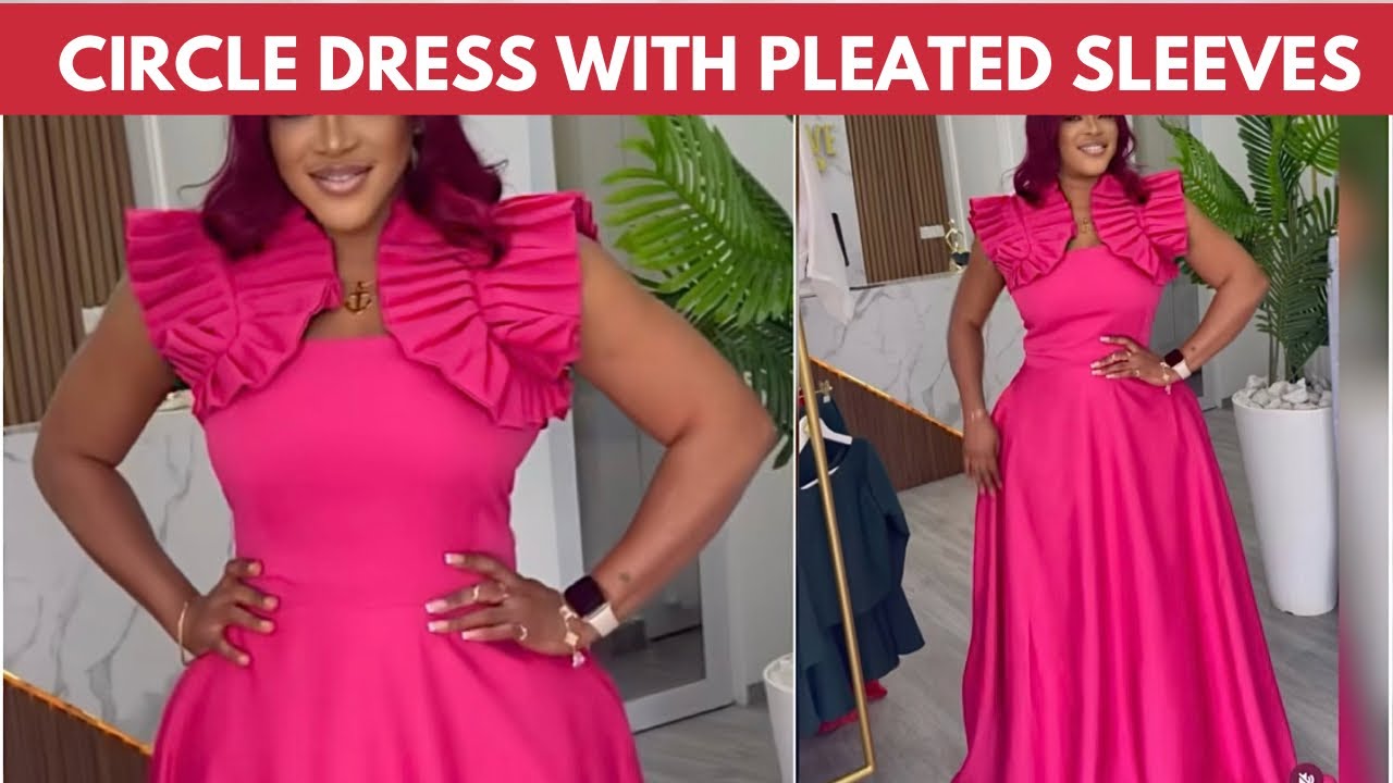 How to Cut & Sew a 180 Degree Circle Dress with Pleated Sleeves | Silem
