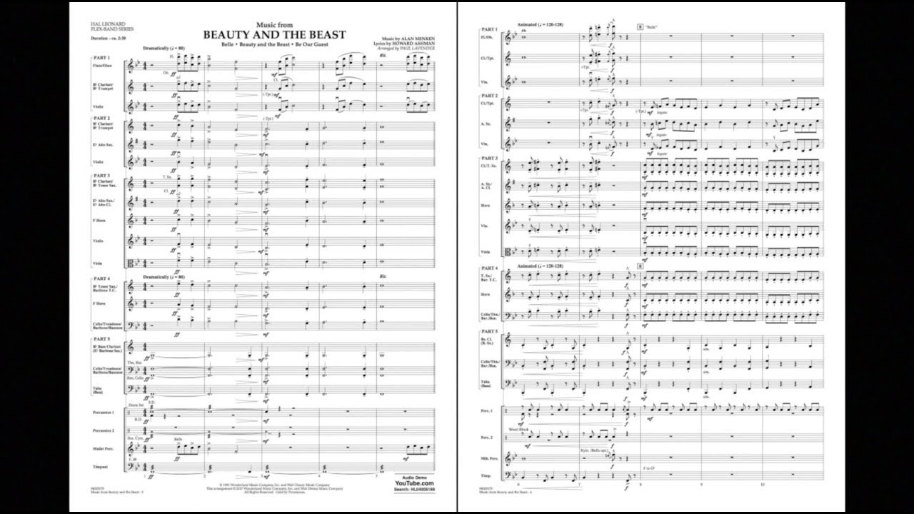 Music from Beauty and the Beast arranged by Paul Lavender