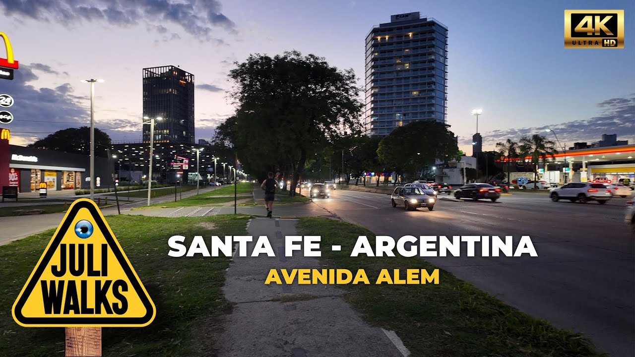 Avenida Alem Sunset Walk – Santa Fe, Argentina 🇦🇷 | Low Light Walking Tour 4K - by Julián Pascucci