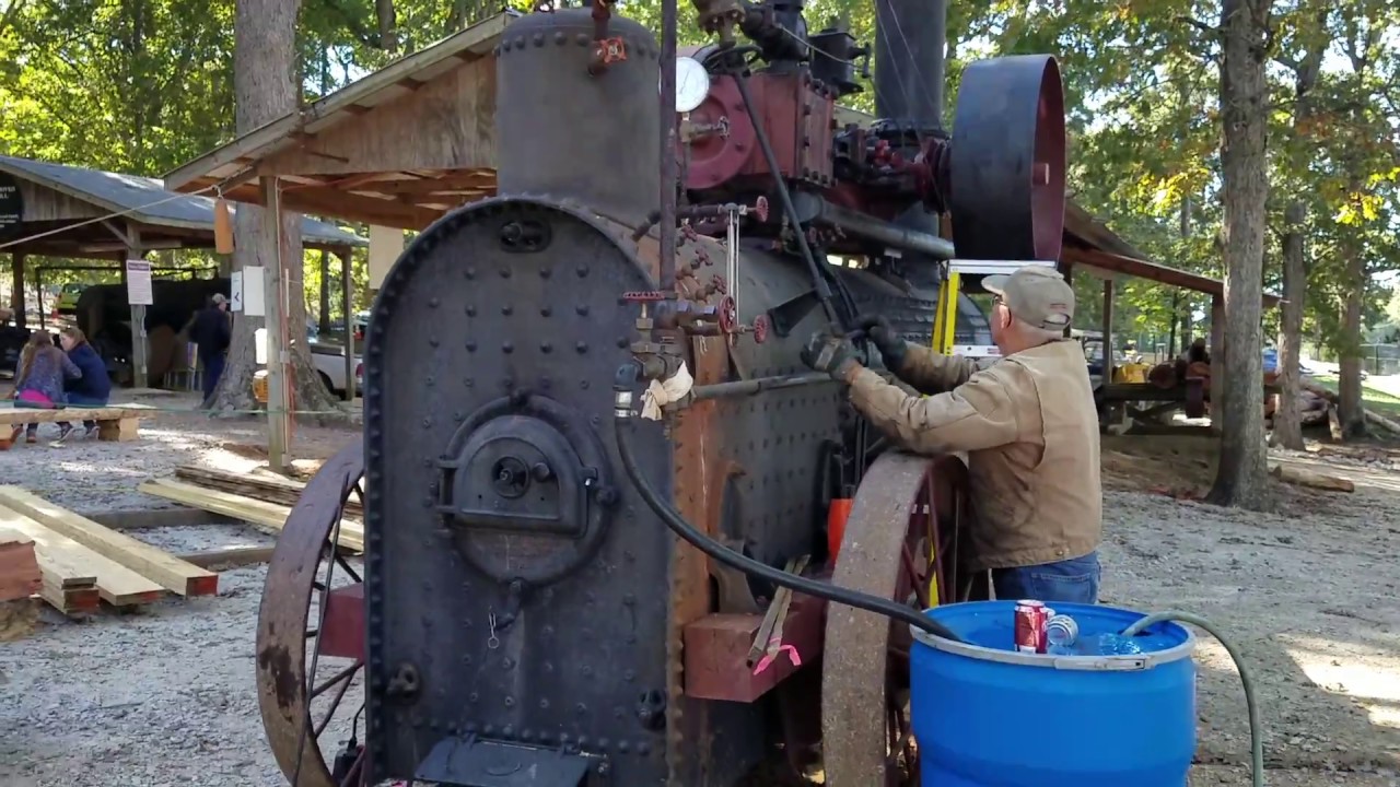 Steam Engine Saw Mill. Start up and cutting timber