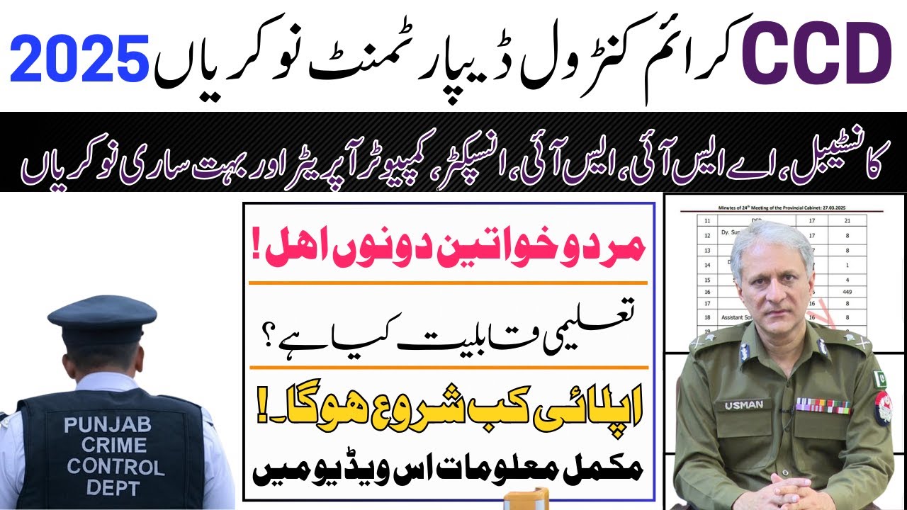CCD Jobs 2025 | Crime Control Department Punjab Jobs 2025 | Jobs in Pakistan 2025 | Latest Jobs 2025