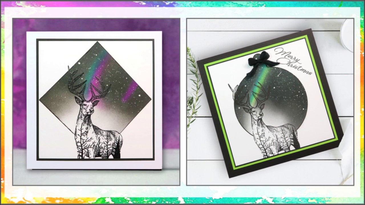 Inkylicious Celestial Stag Northern Lights Stamping