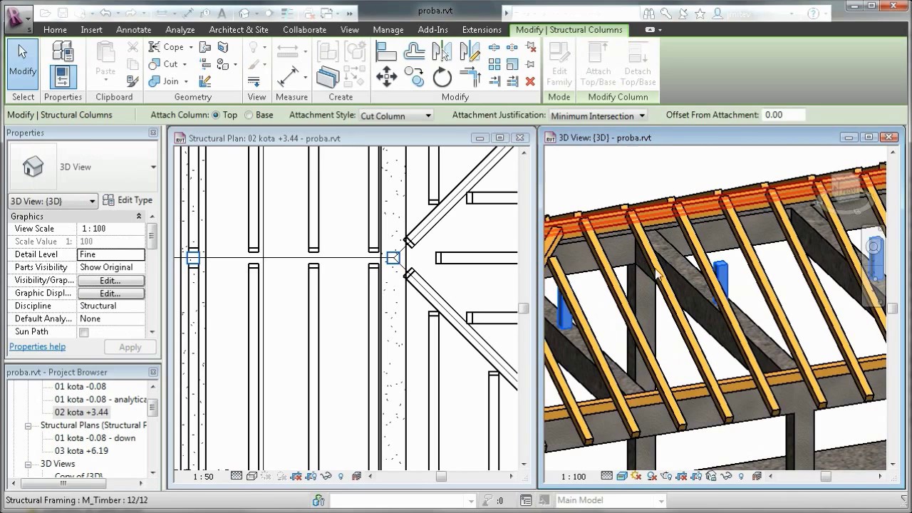 Autodesk Revit - wooden roof structure