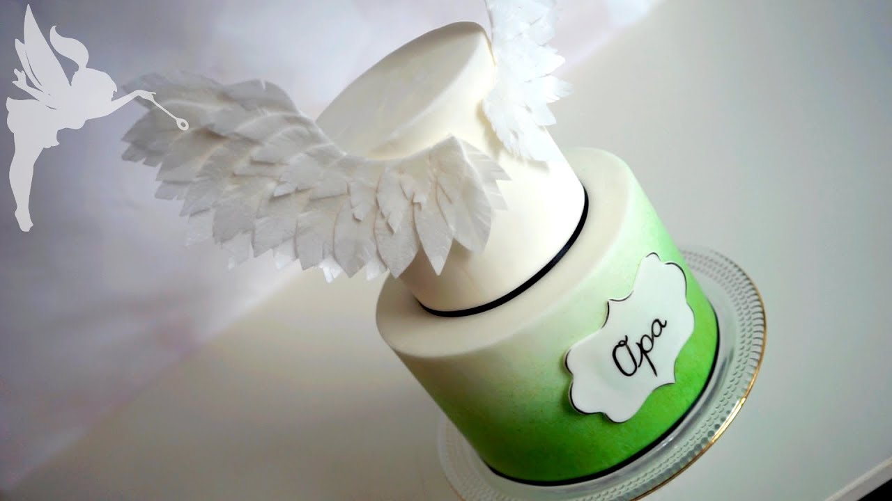Esspapier Flügel & Airbrush Effekt ohne Airbrush Gerät - Torten Tutorial an Dummie - Kuchenfee