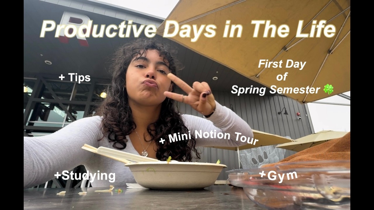 Productive Days in the Life!! - First day of Spring Semester + Tips, Gym, Mini Notion Tour & More!