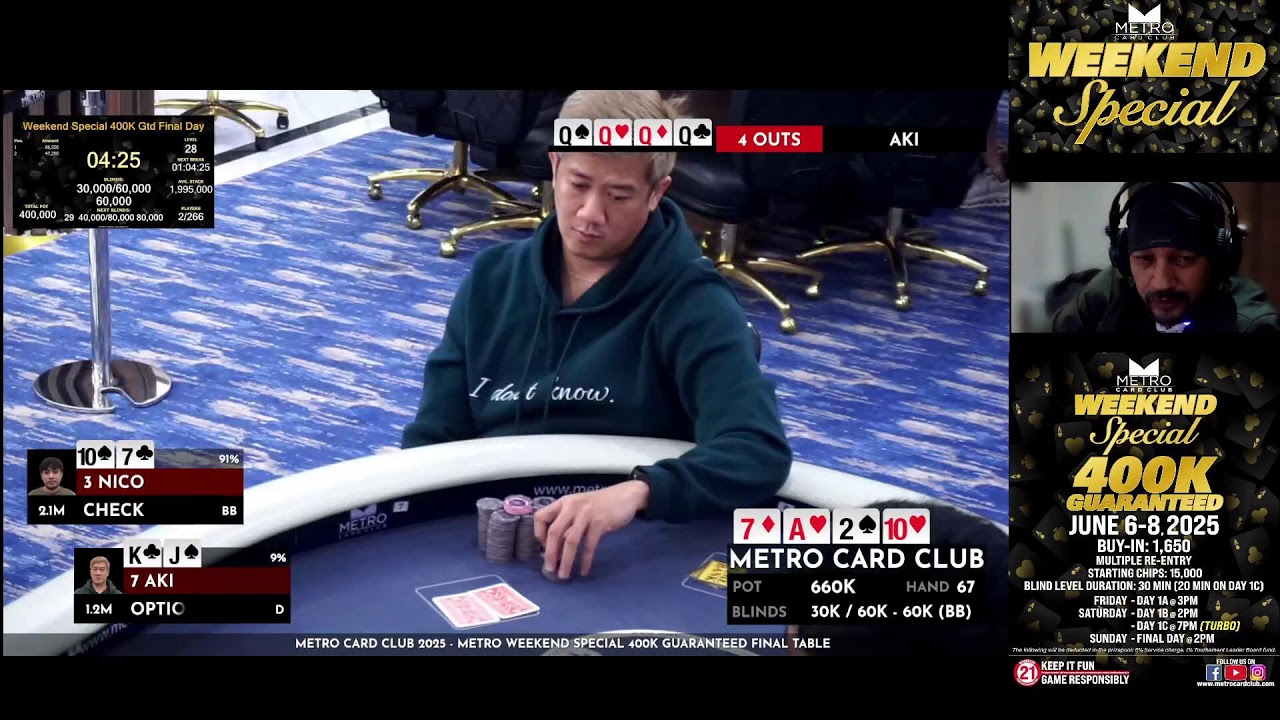 Metro Card Club 2025 - Metro Weekend Special 400K Guaranteed Final Table