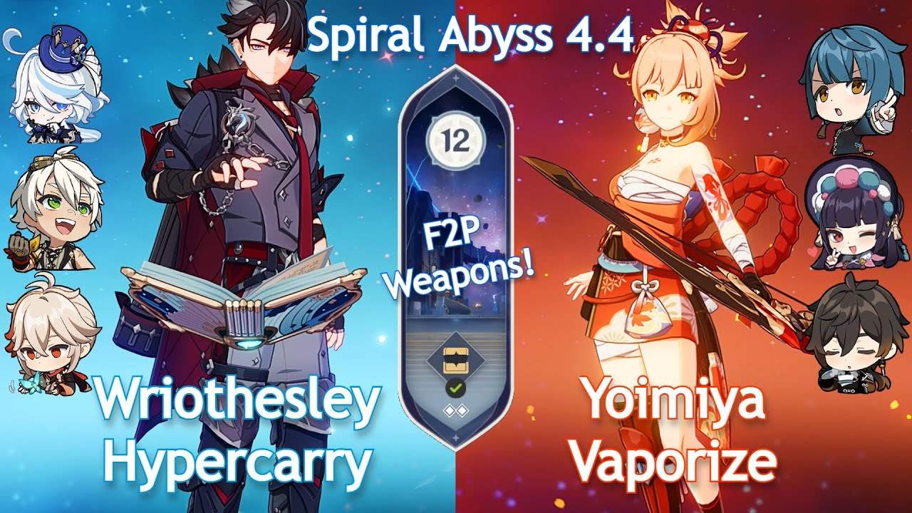 NEW Spiral Abyss 4.4! C1 Wriothesley Hypercarry x C0 Yoimiya Vaporize | Floor 12 | Genshin Impact