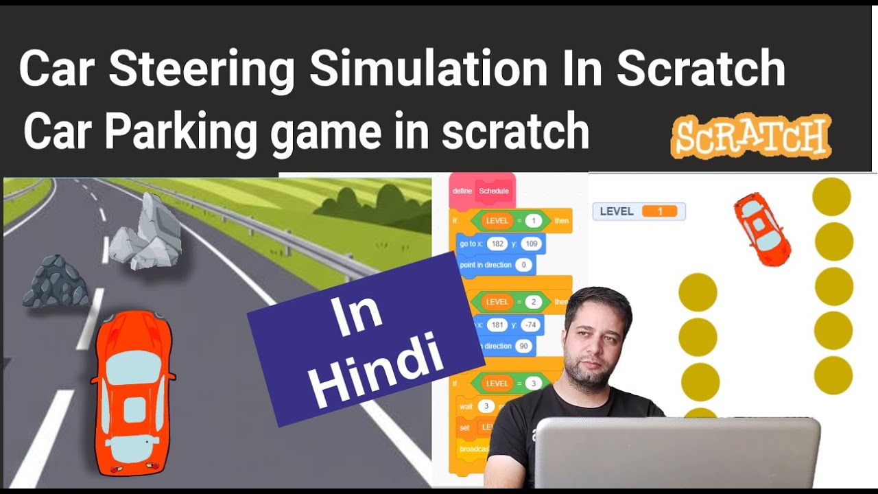 Car Steering Simulation In Scratch | Car Parking game in scratch | scratch parking game