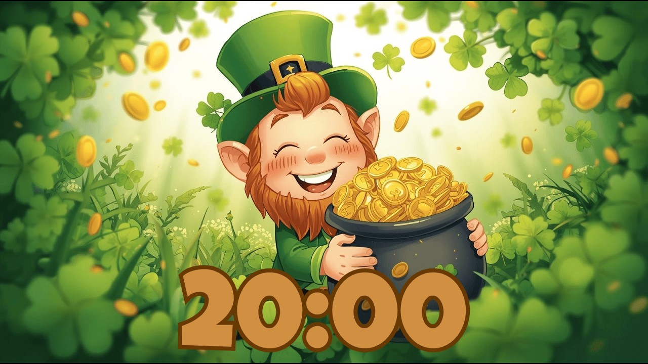 20 Minute Countdown Timer With Music (Celtic)  - St Patrick's Day Lucky Leprechaun
