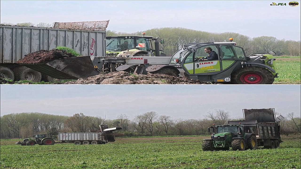 Claas - Scorpion 9040 & Axion 850 + Fliegl | JD 6250R + Bossini | Gruppo PEA - Manure spreading 2025