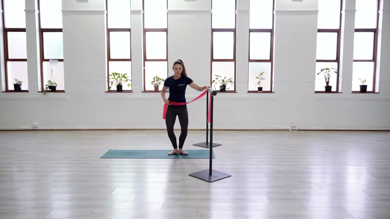 Barre class with resistance band