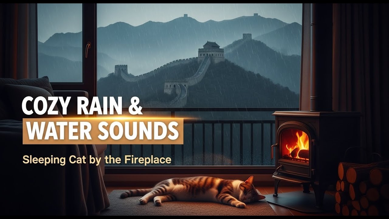 Deep Sleep Ambience | Rainy Night with Sleeping Cat 😴