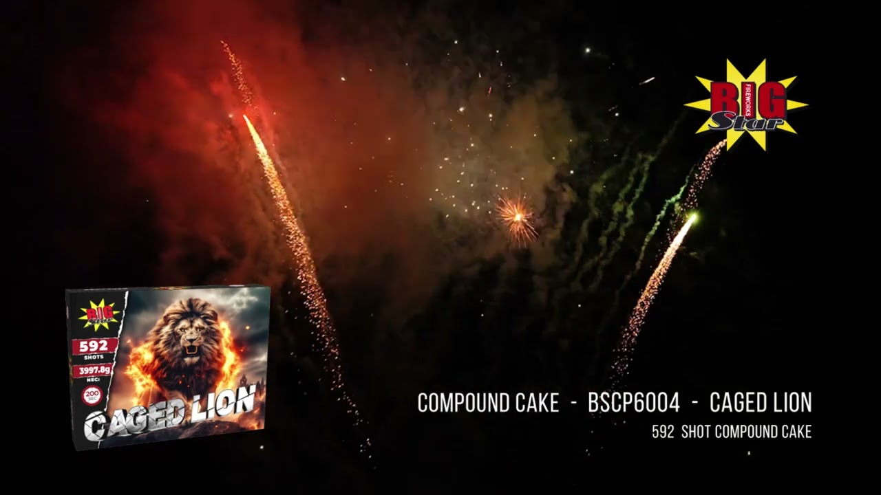 Big Star Fireworks - Compound Cake - BSCP6004 - Caged Lion