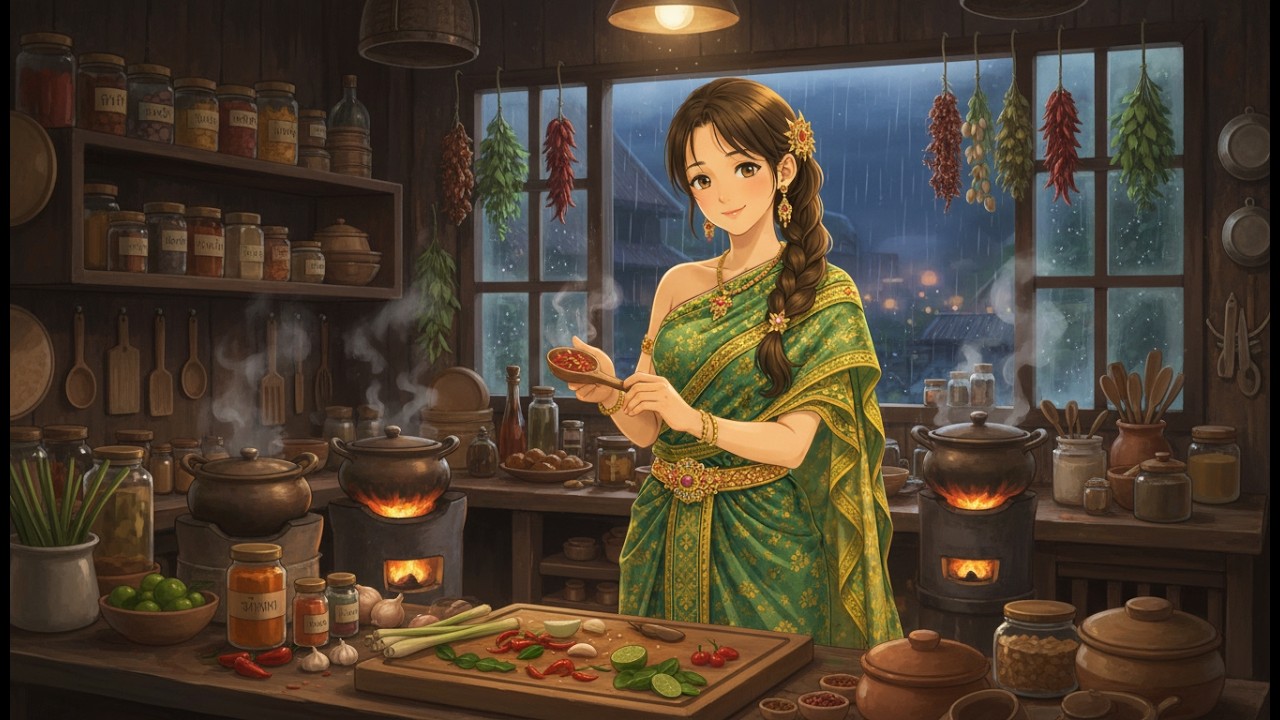 Ghibli Inspired Thai Cooking  A Cozy Spicy Kitchen Night