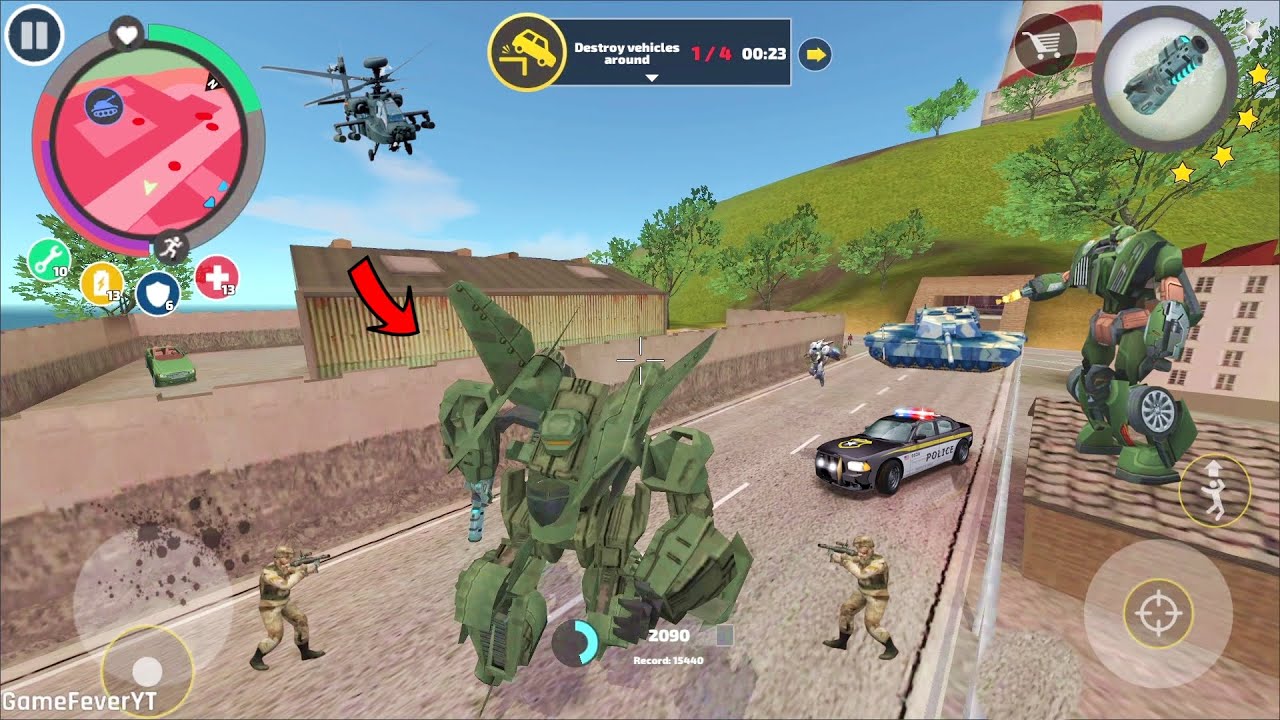 Rope Hero: Vice Town - (Transformer Jet Airplane Fight Car Robots) Robots War - Android Gameplay HD