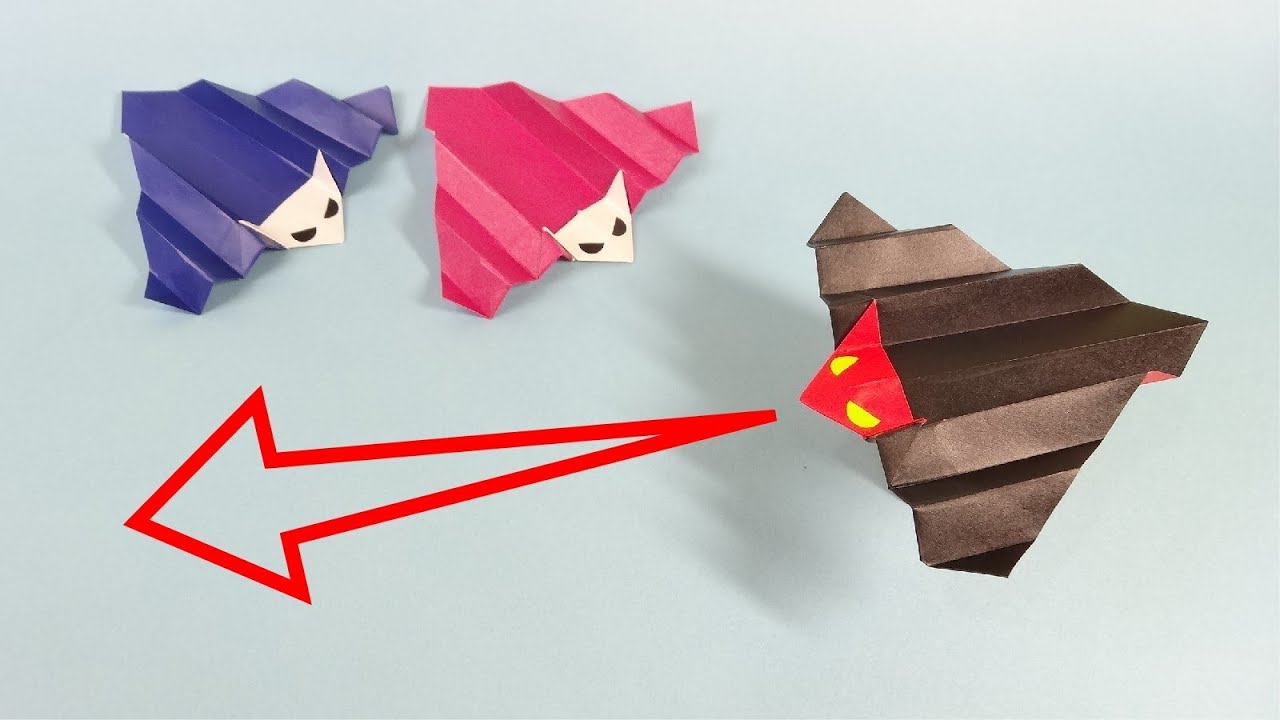 折り紙「コウモリひこうき」Origami 