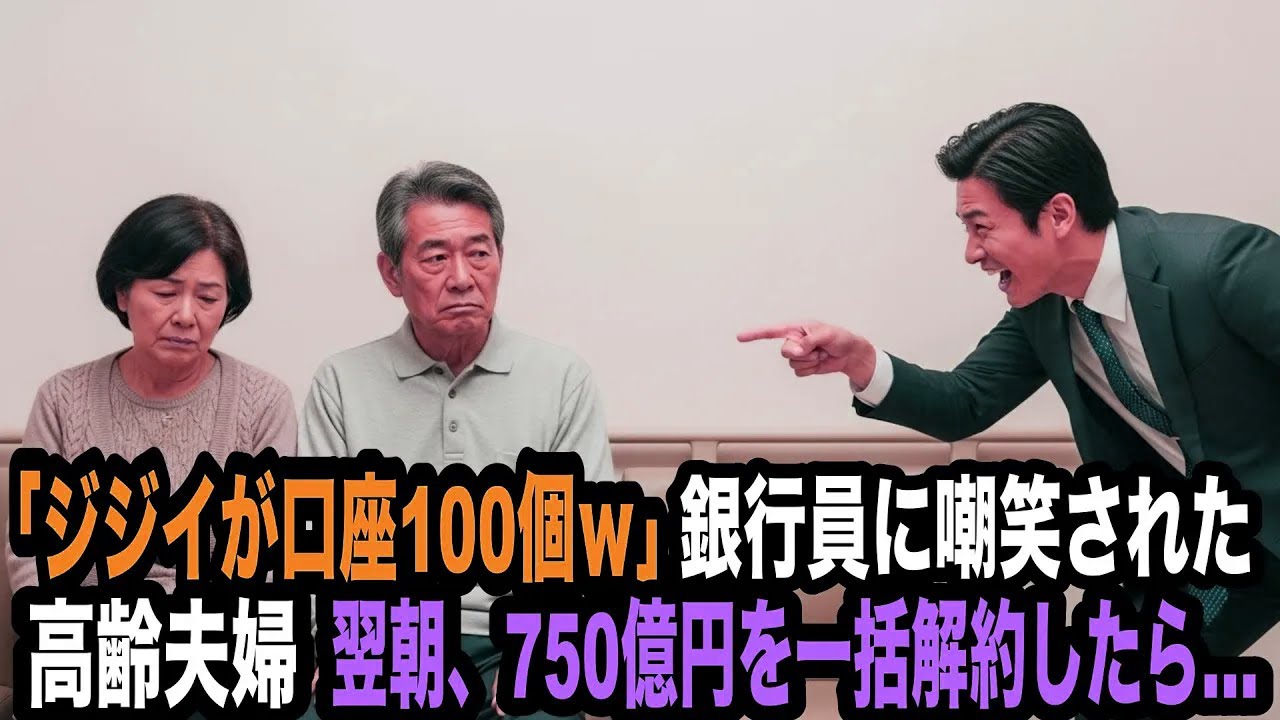 「ジジイが口座100個とか笑えるｗ」病院の待合室で銀行員に嘲笑された高齢夫婦。翌朝、750億円を一括解約したら…