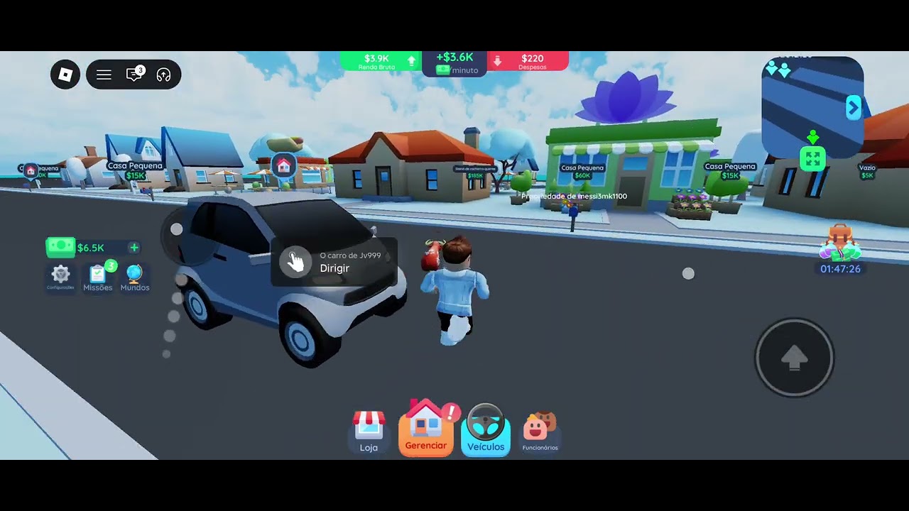 Jogando Roblox, cidade do investidor 