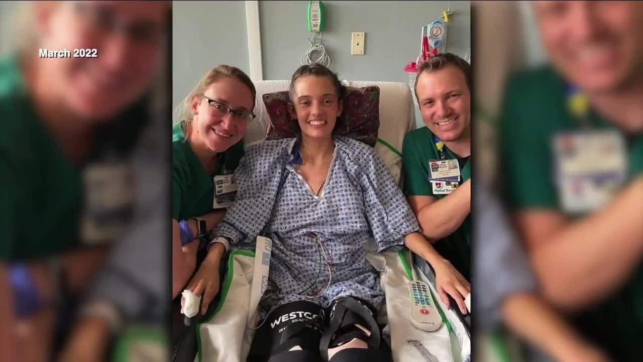 Woman who lost legs from COVID encourages others to 'never give up'