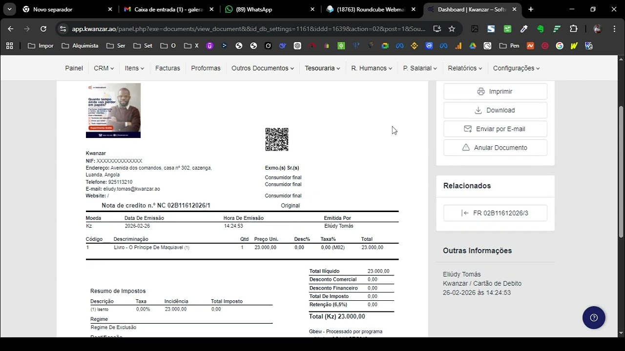 09 - Facturação parte 02 - Kwanzar - Software de gestão para as PME's Angola