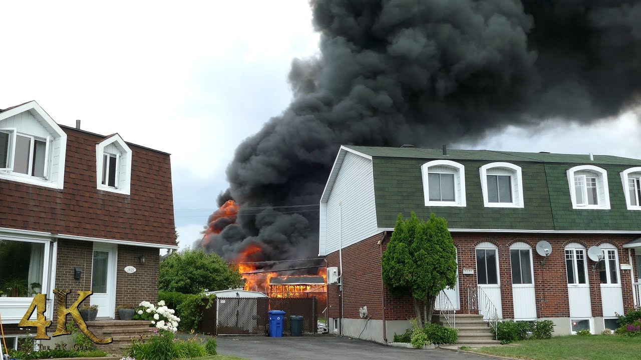 Brossard: Feu avec propagation rapide / Heavy fire spreads to duplex 7-10-2018